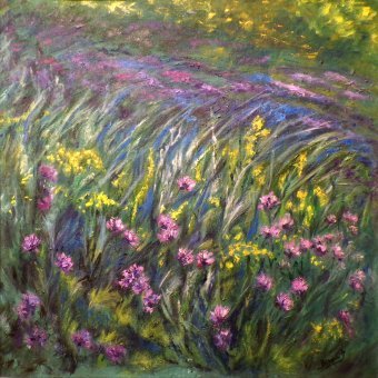 Pintura "UN MAR DE FLORES", pintor IVANA Bianchi óleo madera en Jose Art Gallery