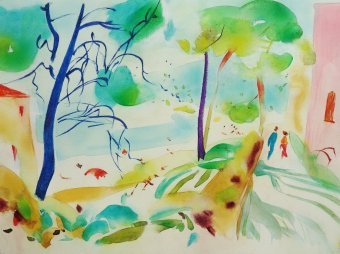 Pittura "Ritmi1", pittore Sergey Emec acquerello carta alla Jose Art Gallery