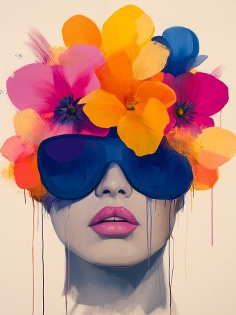 Art numérique "Armure Florale, Floraison Audacieuse et Force", artiste numérique Tatiana Taner à la Jose Art Gallery