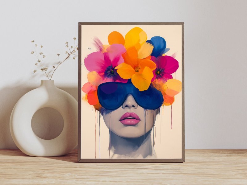 Додаткове зображення 1: Піксель-арт Квітковий Цифрове мистецтво "Квіткова броня Сміливе цвітіння та сила", цифровий художник Tatiana Taner 