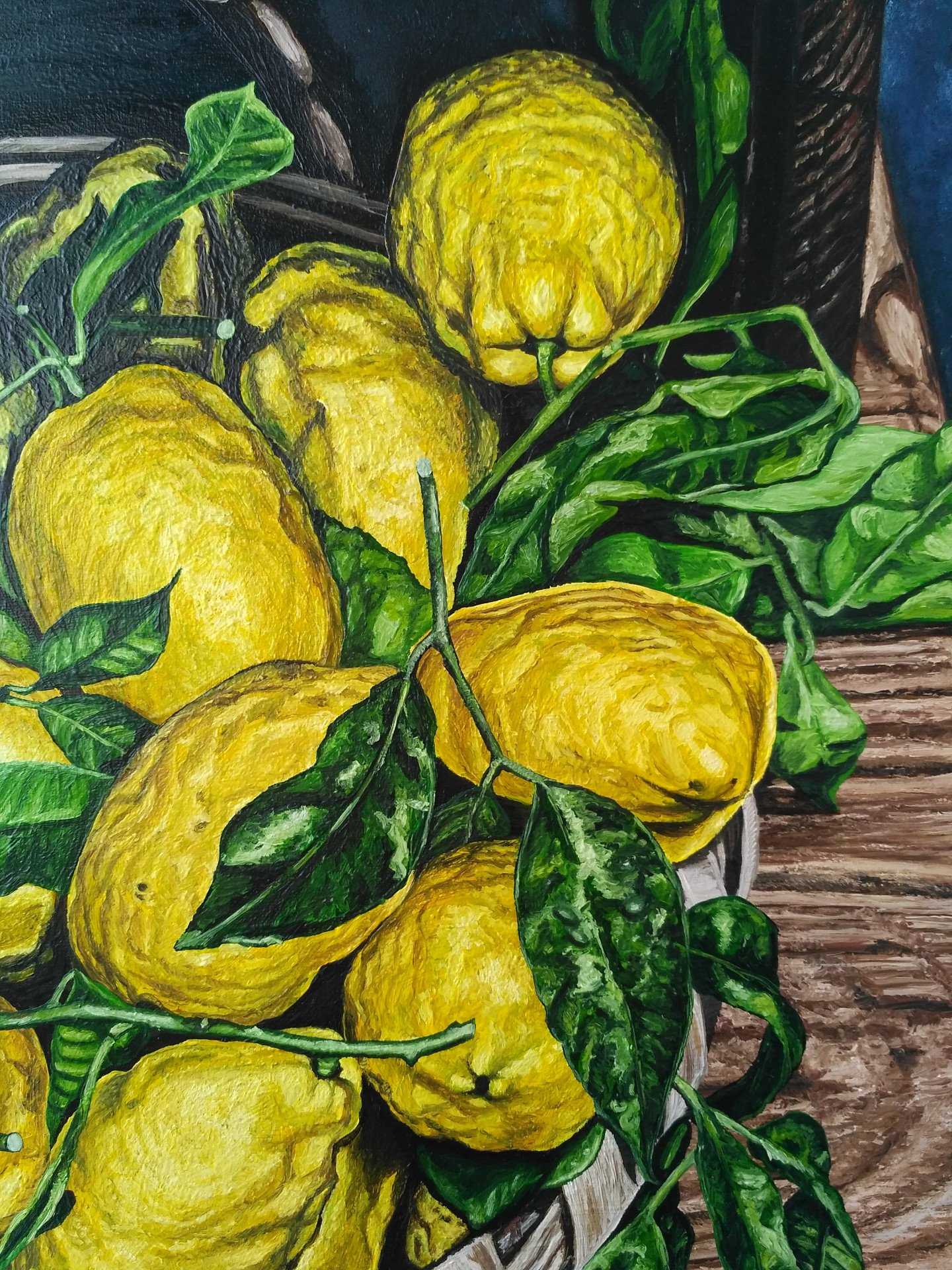 Basket with maniem lemons - painting