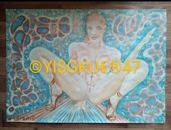 Peinture "47. AVTOSTOP & WAY$ TO DREEM$.", peintre Yaroslav Stratyy technique mixte papier à la Jose Art Gallery