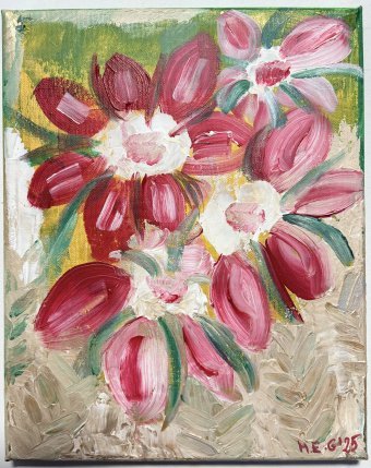 Живопись "Абстрактный цветочный цвет", живописец M.E.G смешанная техника холст в Jose Art Gallery