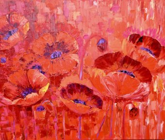 Painting "Plamennye Pamyatnye Cvety" by painter Natalya Marques oil canvas at Jose Art Gallery