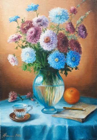 Malarstwo "Pomarańczowe tło", malarz alla voloshyna olej płótno w Jose Art Gallery