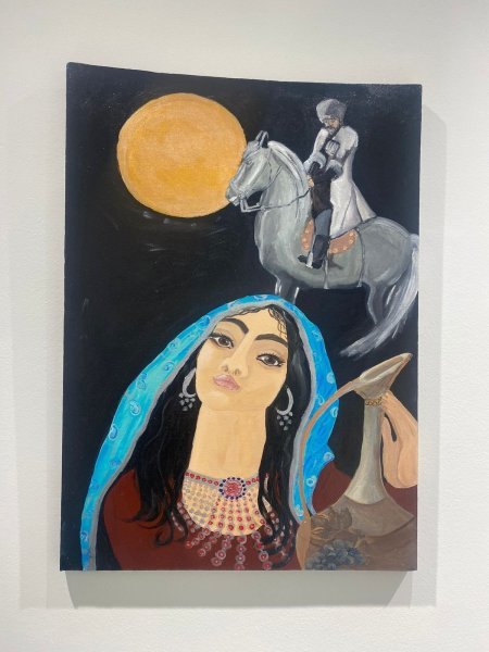 Additional view 1: Fine Art Mythological Painting Eastern novellas about love by painter Olga Petrova acrylic fabric 