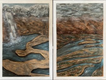 Painting "Pearly landscape" by painter Yuliya Suhonosova acrylic canvas at Jose Art Gallery