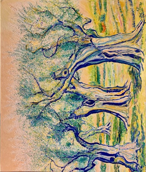 Image supplémentaire 7: Postimpressionisme Paysage Peinture "Une cathédrale de la paix", peintre Angelo Ferro huile carton 