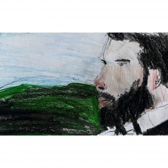 Peinture "Tournoi", peintre Irfan Ajvazi crayon papier à la Jose Art Gallery