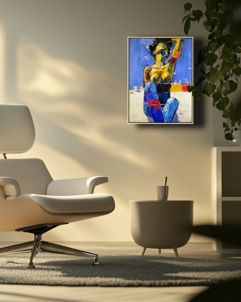 Additional view 1: Expressionism Nude Painting Winter in the Mountains by painter Alexander Aksyonov acrylic canvas 