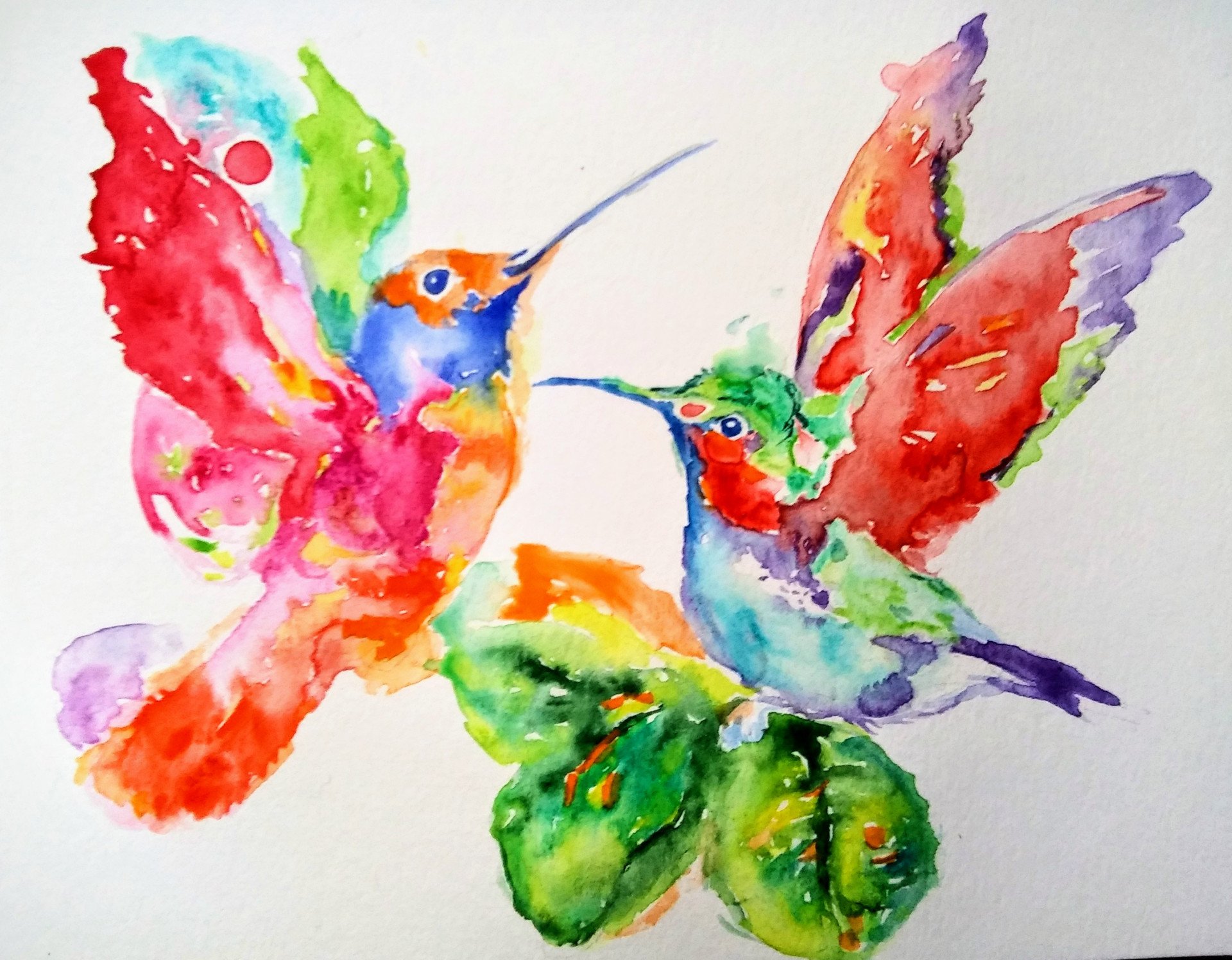 Colorful birds - painting