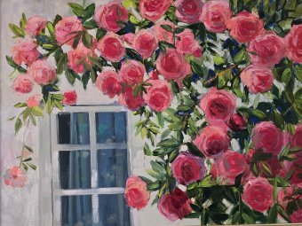 Painting "Window of Blossoms" by painter Gulshaba Abbasova oil canvas at Jose Art Gallery