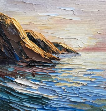 Peinture "Côte californienne", peintre Selena Sashina huile toile à la Jose Art Gallery