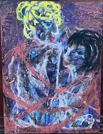 Painting "Ruby souls" by painter Veronika Gorodiska acrylic cardboard at Jose Art Gallery