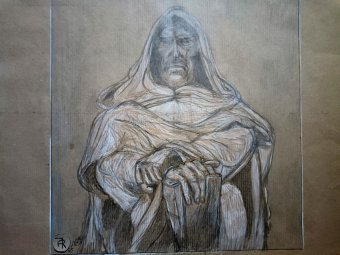 Drawing "Giordano Bruno: Legacy of Thought" by illustrator roberto ferrando pencil paper at Jose Art Gallery