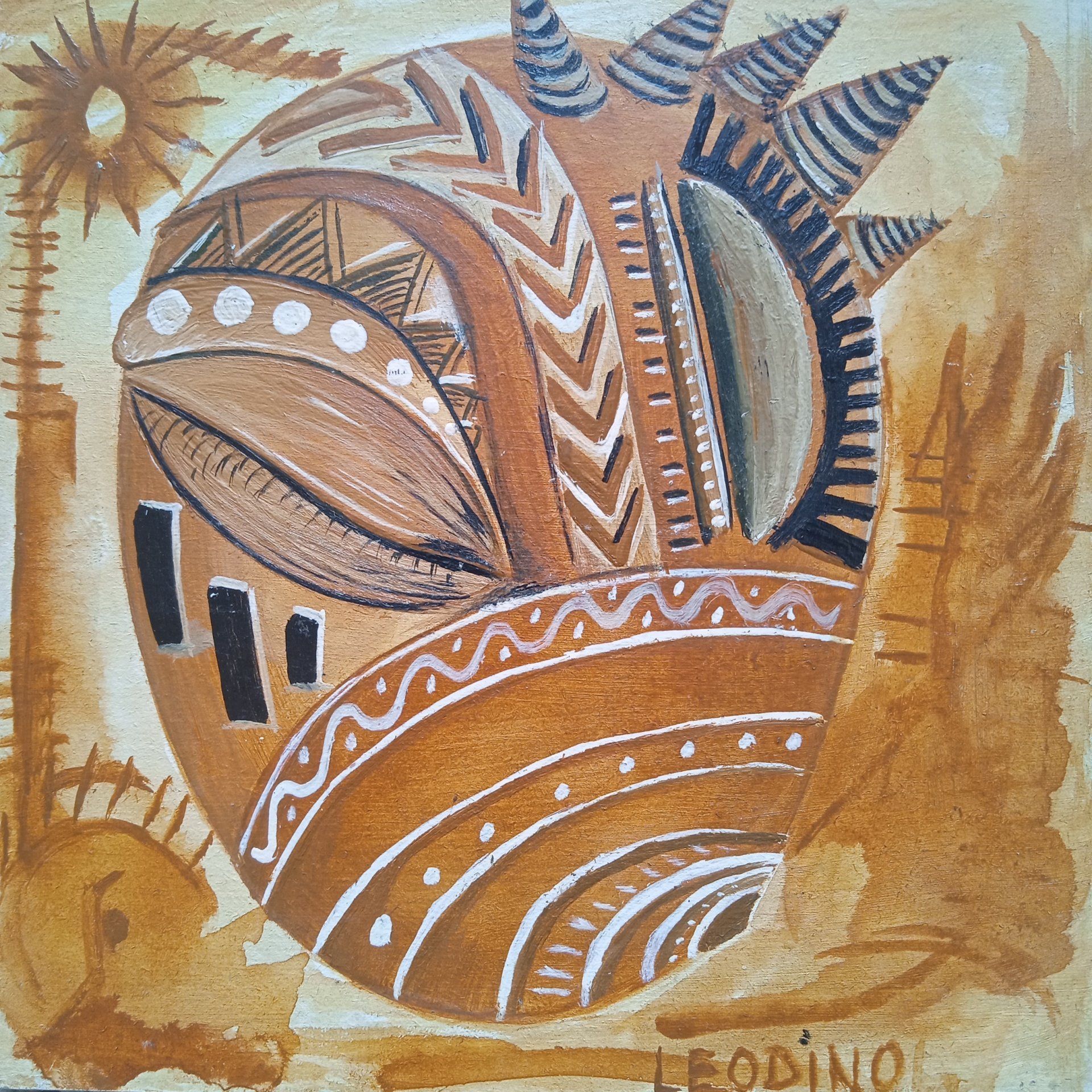 Masques africains Peinture de Leodino Langa, image size:1920x1920