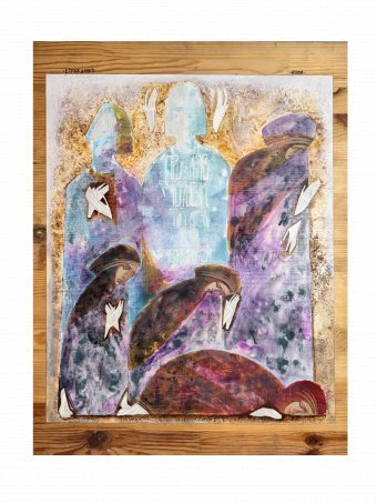 Malarstwo "Cierpienie Hioba – wiara i wytrwałość", malarz Khristina Pasichna technika mieszana papier wapienny w Jose Art Gallery