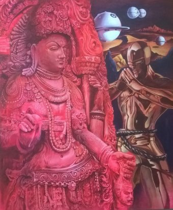 Живопись "Sacred Devotion Expressed in Worship", живописец Sayali Khapale акрил холст в Jose Art Gallery