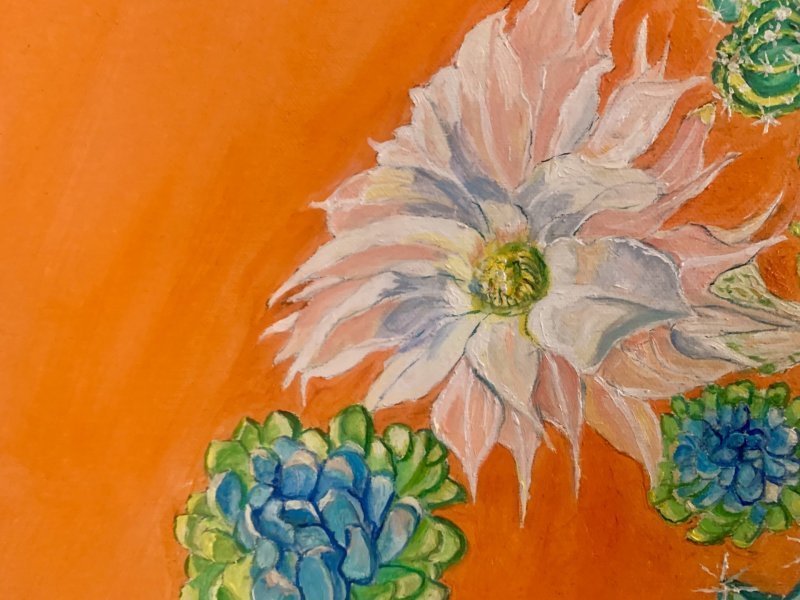 Additional view 9: Post-Impressionism Flower Painting Happiness by painter Angelo Ferro oil cardboard 