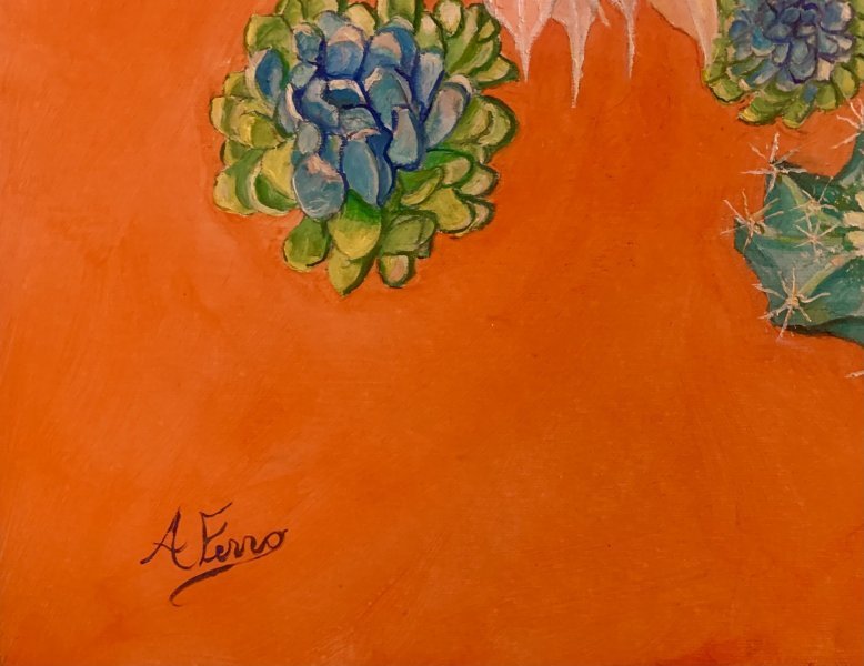 Additional view 10: Post-Impressionism Flower Painting Happiness by painter Angelo Ferro oil cardboard 