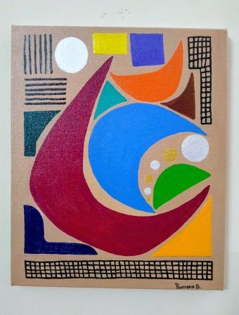 Pintura "Equilibrio desequilibrado que acepta las imperfecciones", pintor Pratibha Bilgi acrílico lienzo en Jose Art Gallery