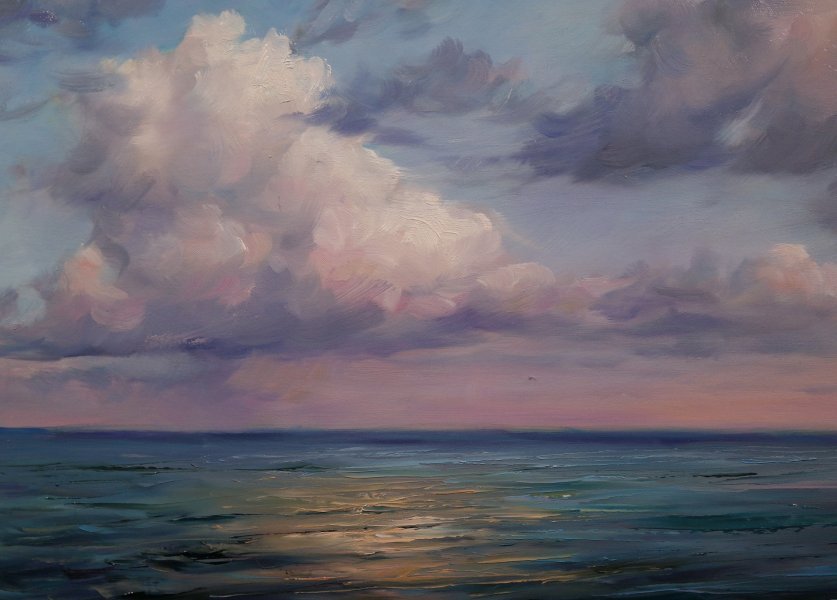 Additional view 3: Impressionism Landscape Painting Clouds by painter Olena i Gennady Vulysk oil canvas 