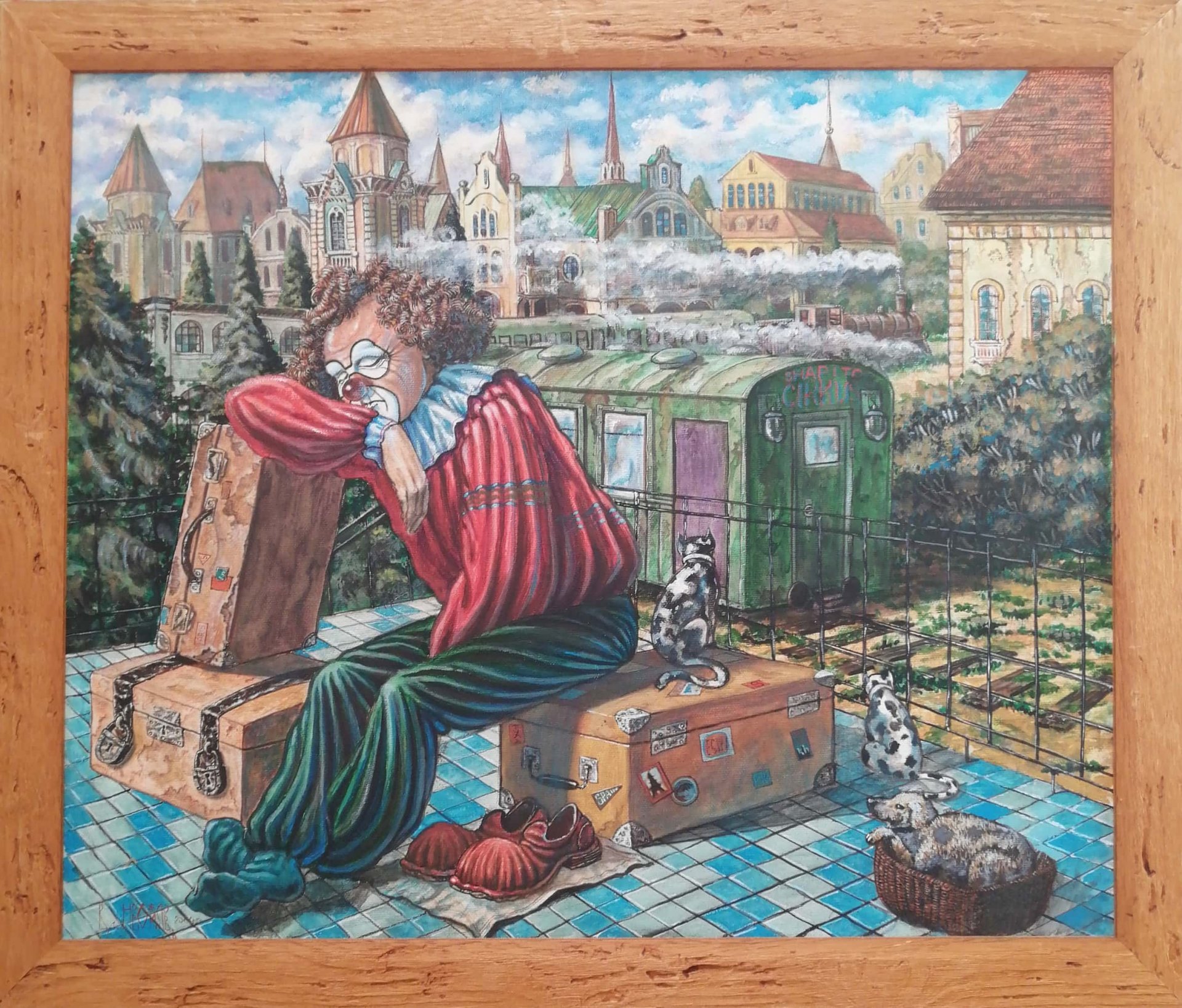 Circus Clown Party Remained Painting by Vladimir Novozhilov