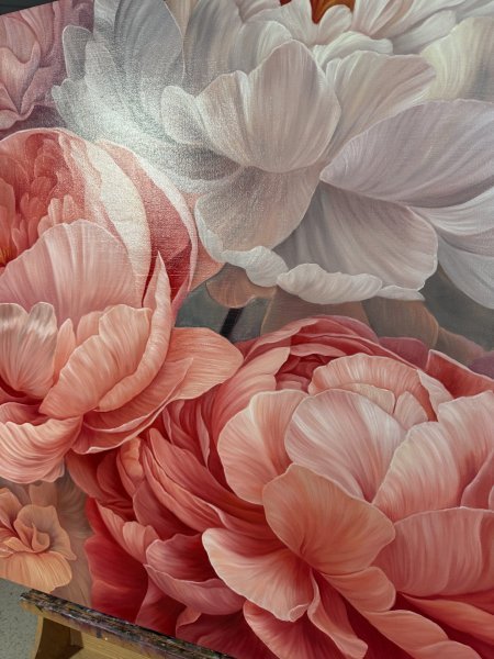 Additional view 5: Contemporary Art Flower Painting Sensual pinks by painter Anastasia Alekhina oil canvas 