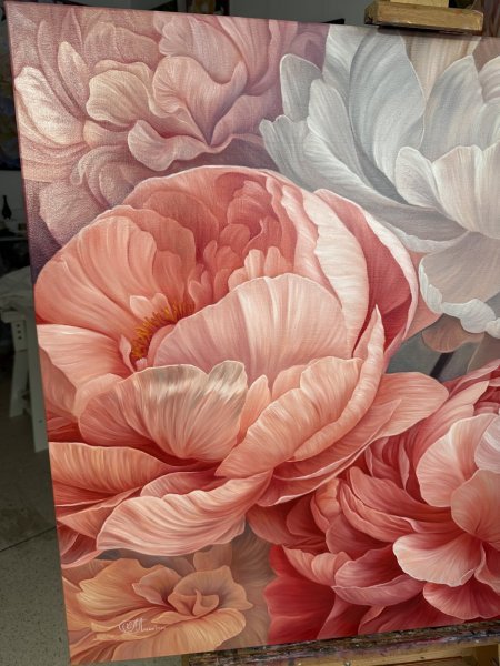 Additional view 6: Contemporary Art Flower Painting Sensual pinks by painter Anastasia Alekhina oil canvas 