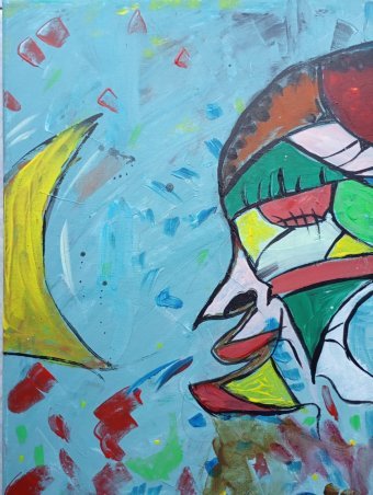 Peinture "Africaine", peintre Ilie Lucian Sofrone acrylique toile à la Jose Art Gallery