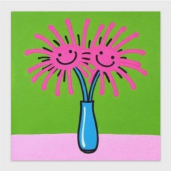 Painting "Happy Flowers" by painter Ivie Ives acrylic canvas at Jose Art Gallery