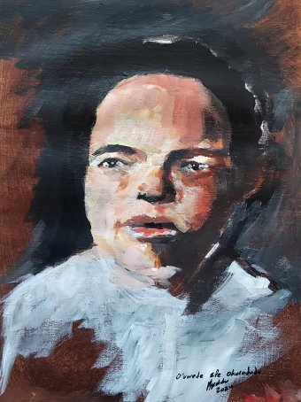Painting "Untitled Portrait No:001" by painter Ovwede Efe Art acrylic paper at Jose Art Gallery