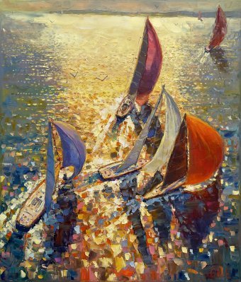 Парусные лодки на рассвете