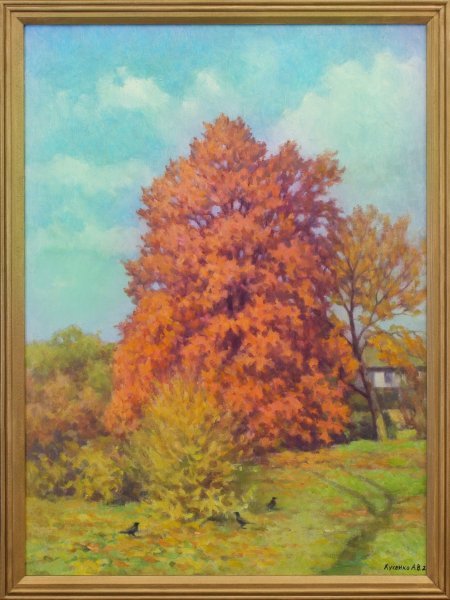 Additional view 1: Realism Landscape Painting Autumn by painter Alexander Kusenko oil canvas 