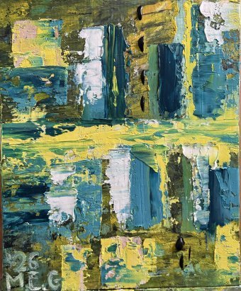 Pintura "A turbulência do ano passado. Cores abstratas.", pintor M.E.G técnica mista tela de pintura na Jose Art Gallery