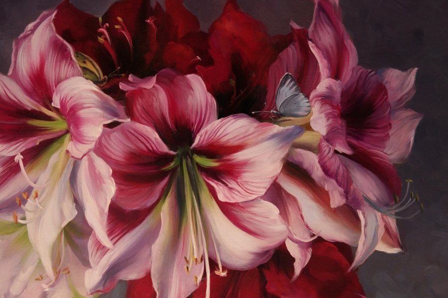 Additional view 1: Impressionism Flower Painting Floral Harmony by painter Olena i Gennady Vulysk oil canvas 