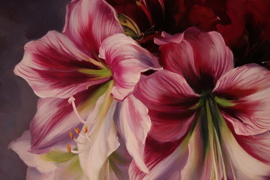 Additional view 2: Impressionism Flower Painting Floral Harmony by painter Olena i Gennady Vulysk oil canvas 