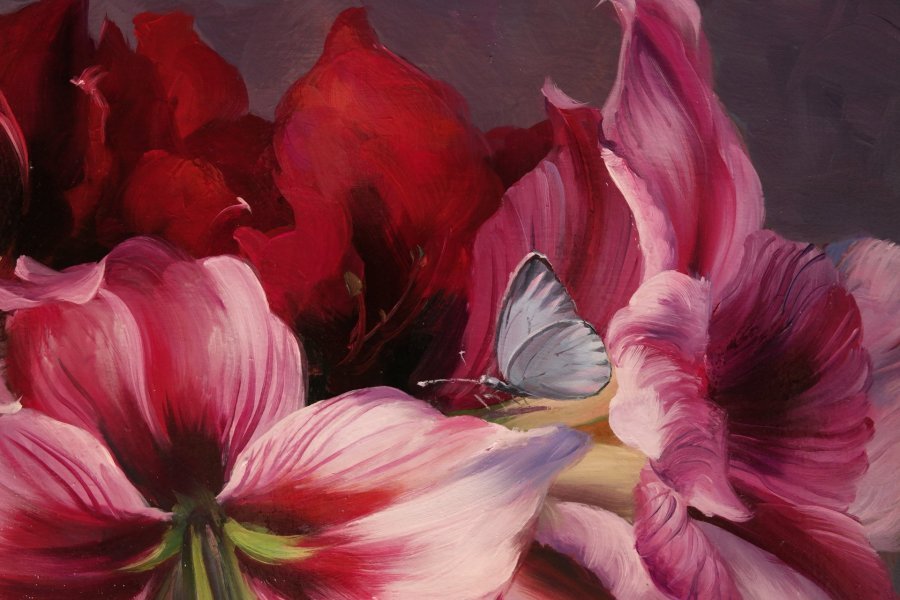 Additional view 3: Impressionism Flower Painting Floral Harmony by painter Olena i Gennady Vulysk oil canvas 