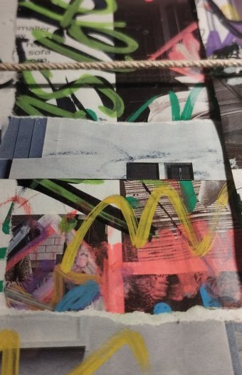 Peinture "COUPURES", peintre MM technique mixte papier à la Jose Art Gallery