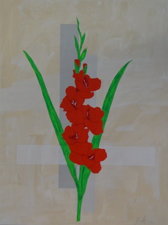 Painting "Gladiole" by painter Goswin Houy acrylic canvas at Jose Art Gallery