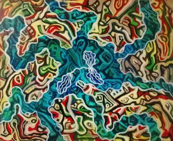 Painting "Something turquoise. Flight in a dream." by painter Yuliya Vasina acrylic canvas at Jose Art Gallery
