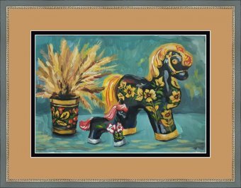 Painting "Symbols of Prosperity in Motion" by painter Ulyana Vasilenko gouache paper at Jose Art Gallery