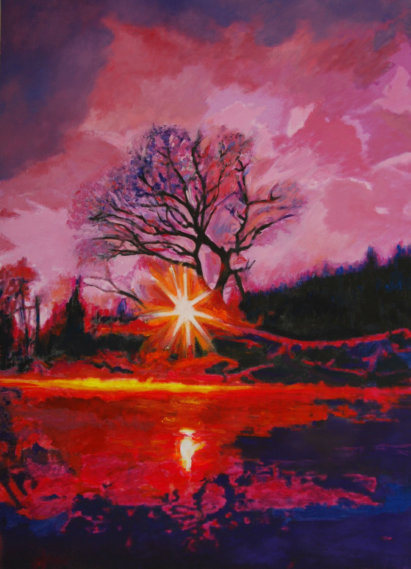 Farewell rays of sunset. Painting by Oleksandr Piletskyi