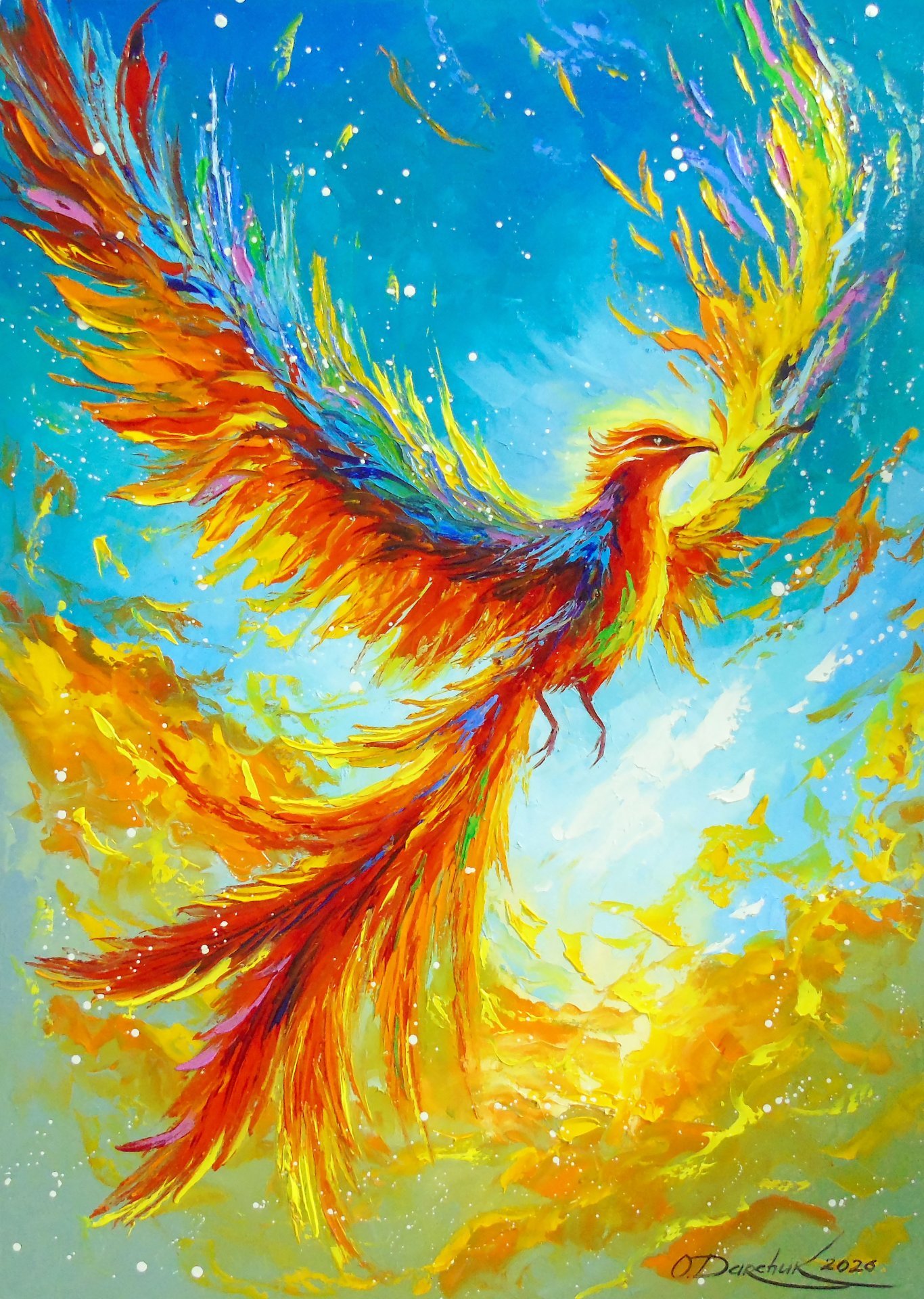 Phoenix. A Moment of Rebirth Painting by Olha Darchuk