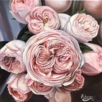 Malarstwo "Bukiet róż: Przyjęcie miękkości i radości", malarz Viktoryia Lautsevich olej płótno w Jose Art Gallery