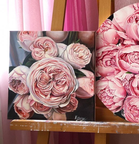 Bouquet of Roses: Embracing Softness and Joy Painting by Viktoryia