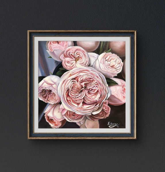 Additional view 3: Contemporary Art Flower Painting Bouquet of Roses: Embracing Softness and Joy by painter Viktoryia Lautsevich oil canvas 