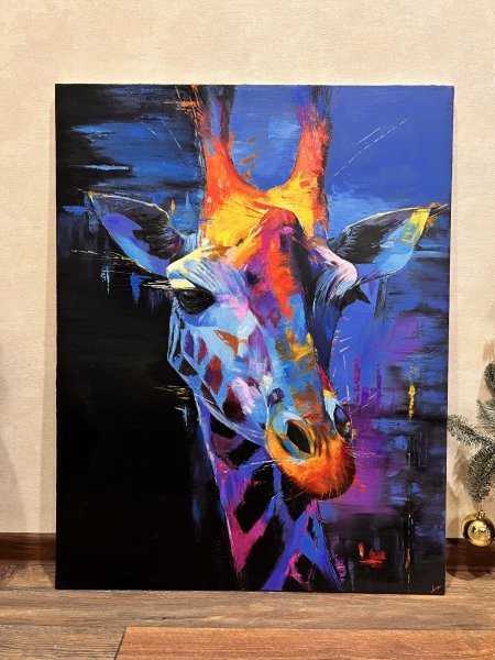 Additional view 1: Abstract Animal Painting Giraffe (Collection Piece #4) by painter Anna Tasheva oil canvas 