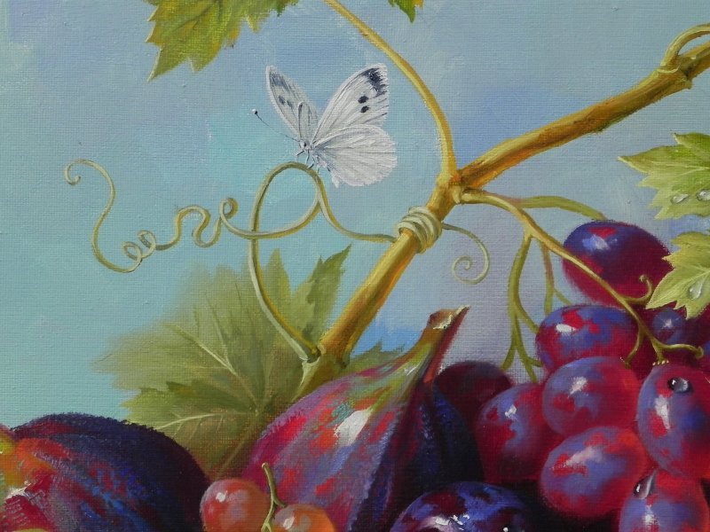 Additional view 2: Photorealism Still-Life Painting Summer Day. Photorealistic Fruit Elegance by painter NOVIKOVARTFAMILY oil canvas 