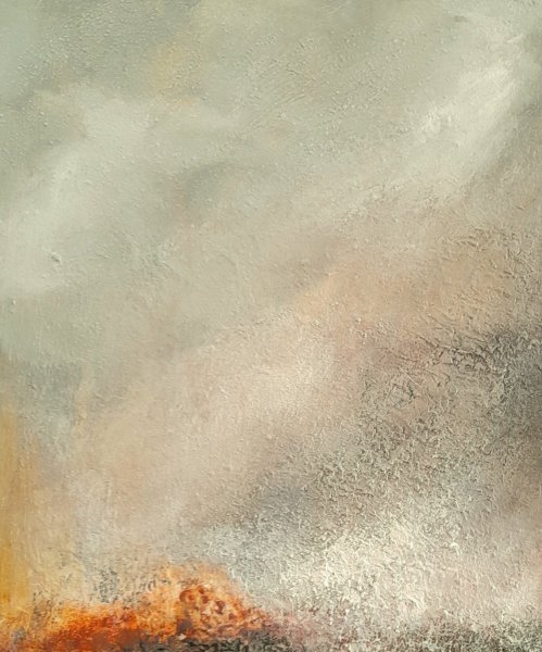 Additional view 2: Abstract Landscape Painting Between sky and rocks by painter Roser JB mixed method canvas 